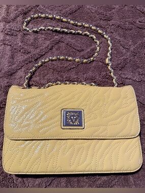 Anne Klein Yellow Leather Handbag Tote Purse: Golden Lion Plenty Of Pockets NEW